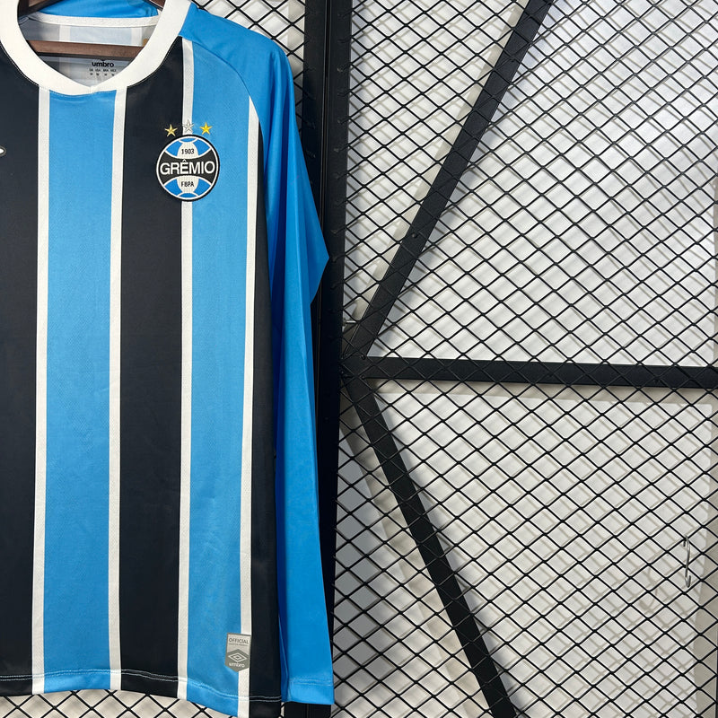 Camisa Manga Longa Lançamento Grêmio 25/26 + Patchs Libertadores