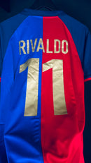 Camisa Retrô Barcelona Centenário 1999/00 Rivaldo 11 Tamanho M Pronta Entrega