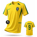 Camisa Retrô Seleção Brasileira 2002 Amarelinha Ronaldo Fenômeno 9 Personalizada