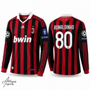 Camisa Retrô AC Milan 2009/10 Ronaldinho Gaúcho Manga Longa