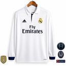 Camisa Retrô Real Madrid 2016/17 Home Manga Longa Premium + Patches Champions League | Allteams Imports