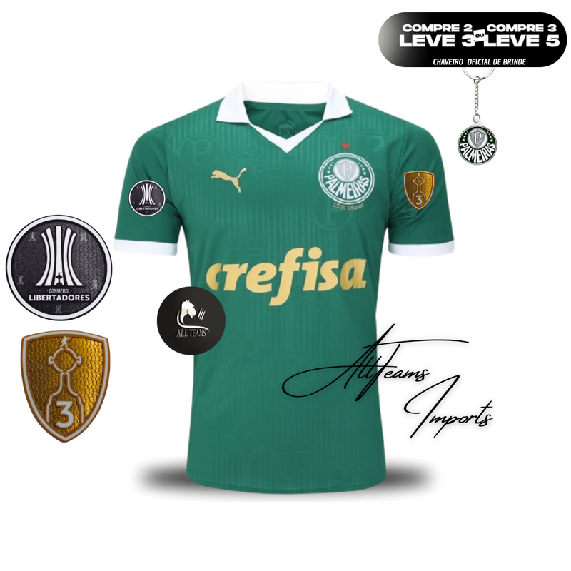 Camisa Torcedor Palmeiras 24/25 + Pacth Libertadores (Masculino)
