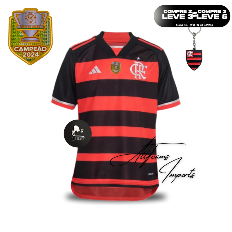 Camisa Flamengo 24/25 + Pacth de Campeão Copa do Brasil 2024 (BRINDE)