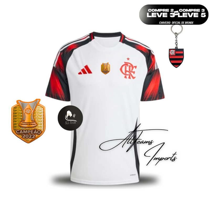 Camisa II Lançamento Flamengo 25/26 + Pacth de Campeão Brasileiro 2022 (BRINDE)