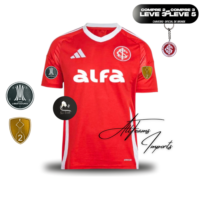 Camisa Masculino Lançamento Internacional 25/26 ALFA + Pacths Libertadores