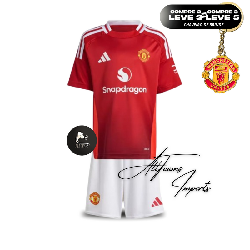 Kid's Manchester United Home Jerseys Kit(Jersey+Shorts) 2024/25
