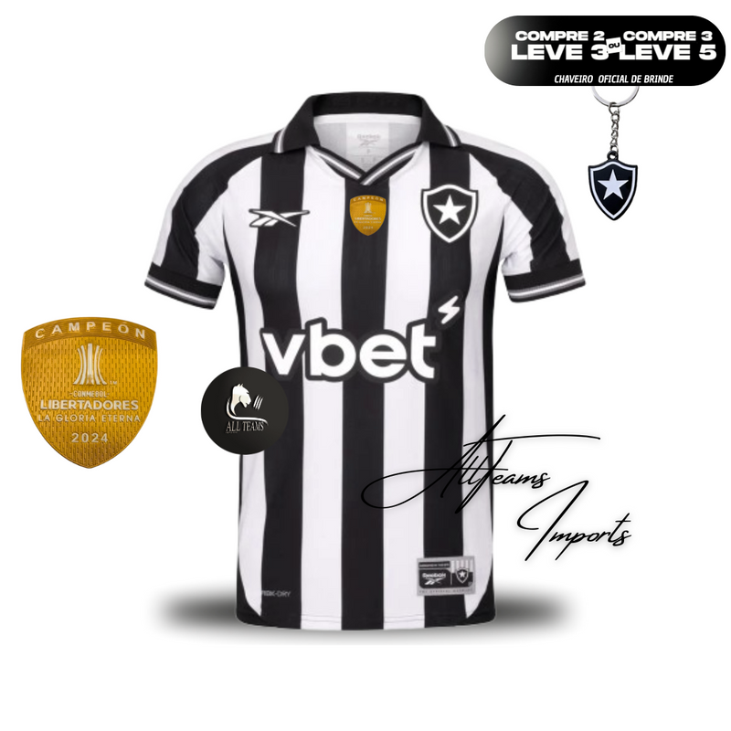 Camisa Lançamento Botafogo 25/26 (Masculina) + Pacth campeão libertadores 2024 Brinde