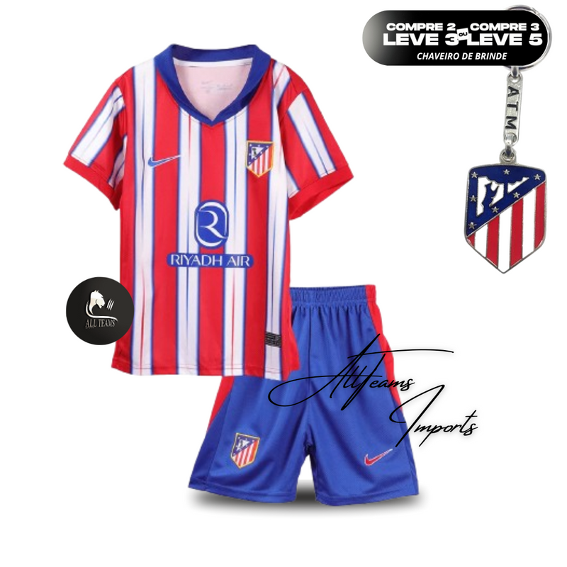Kid's Atletico Madrid Home Jersey Kit(Jersey+Shorts) 2024/25