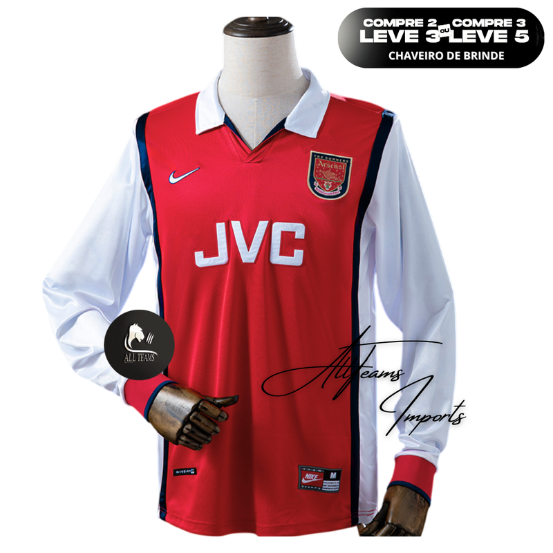 Camisa Arsenal Retro 1998 - Manga Longa - Allteams Imports