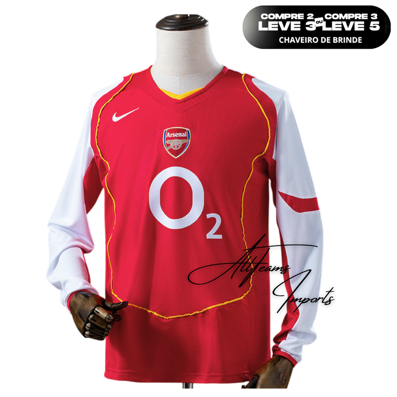 Camisa Arsenal Retro 2004 - Manga Longa - Allteams Imports