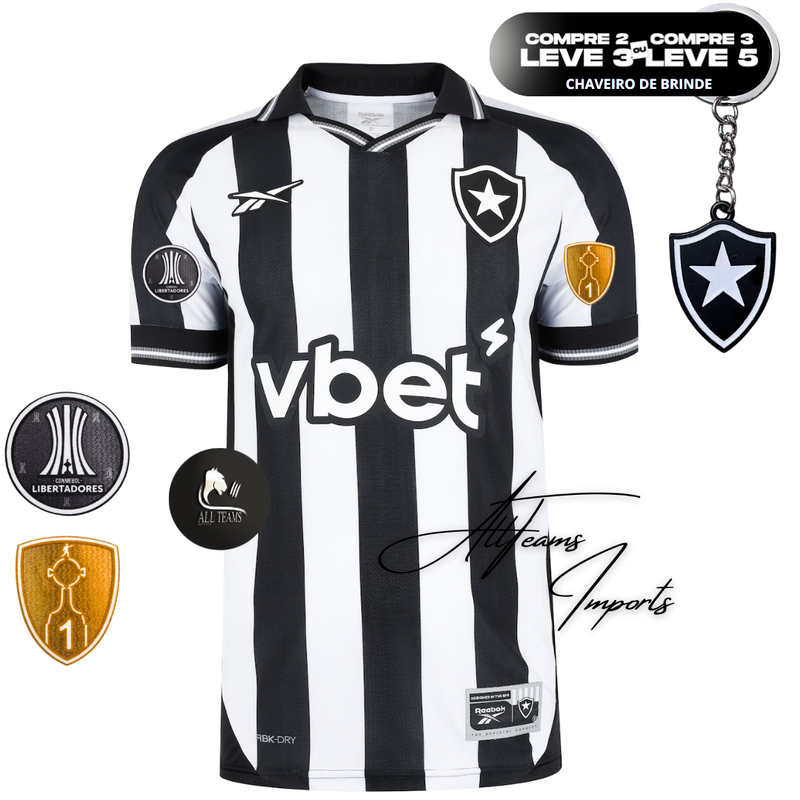 Camisa Botafogo 25/26 Masculina + Pacths libertadores 2024 - Allteams Imports