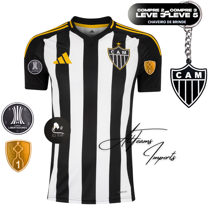 Camisa Atlético Mineiro 25/26 + Pacths Libertadores (Masculino) - Allteams Imports