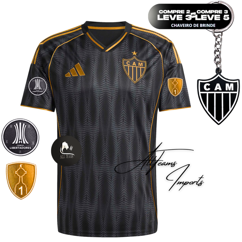 Camisa III Atlético Mineiro 25/26 + Pacths Libertadores (Masculino) - Allteams Imports