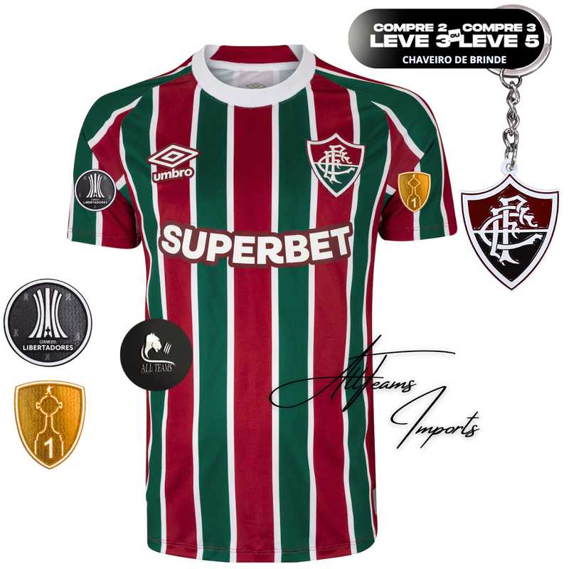 Camisa Fluminense 25/26 + Pacths da Libertadores - Allteams Imports