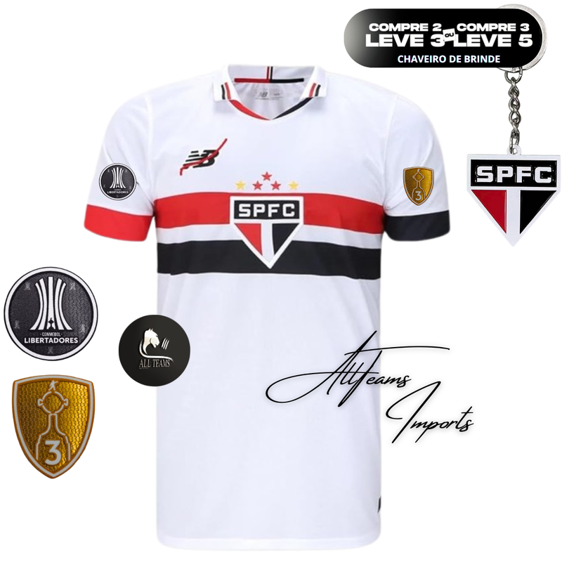 Camisa São Paulo 25/26 + Pacths Libertadores - Allteams Imports