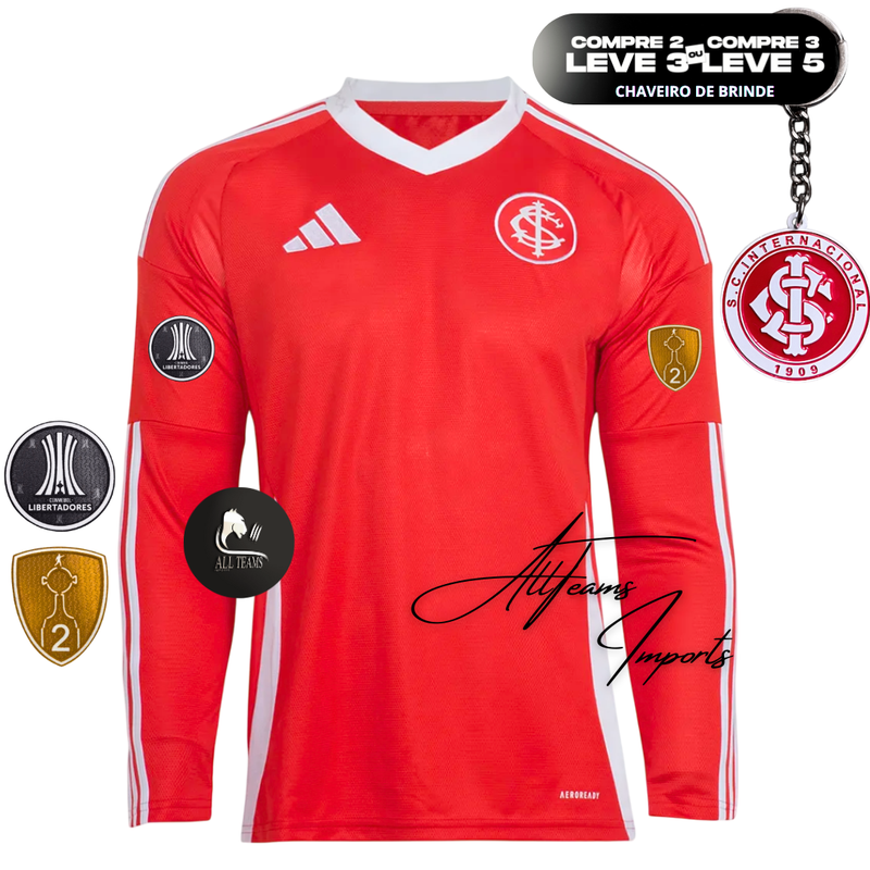Camisa Manga Longa internacional 24/26 + Patchs Libertadores - Allteams Imports
