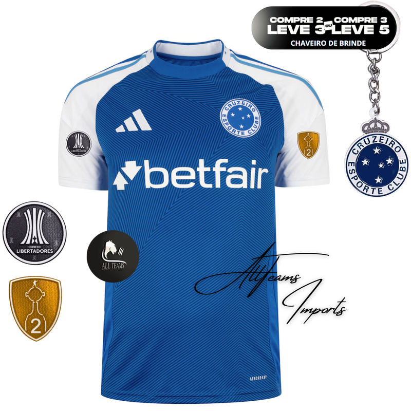 Camisa Cruzeiro 25/26 + Pacths libertadores - Allteams Imports