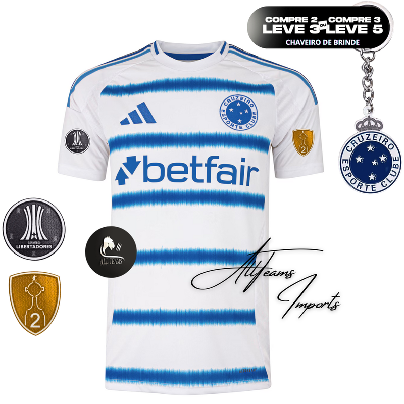 Camisa II Cruzeiro 25/26 + Pacths libertadores - Allteams Imports