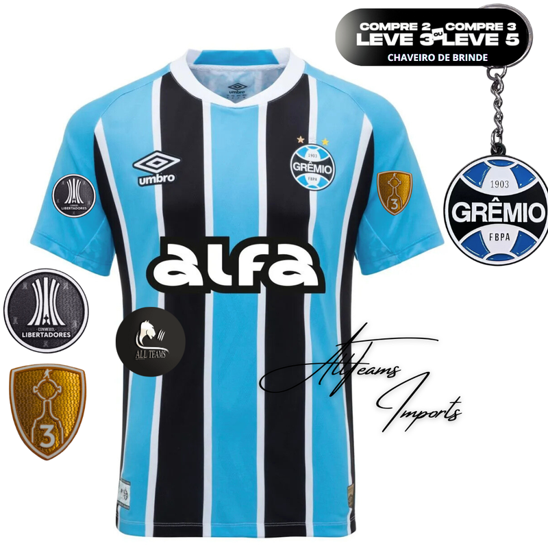 Camisa Grêmio 25/26 ALFA + Pacths Libertadores - Allteams Imports