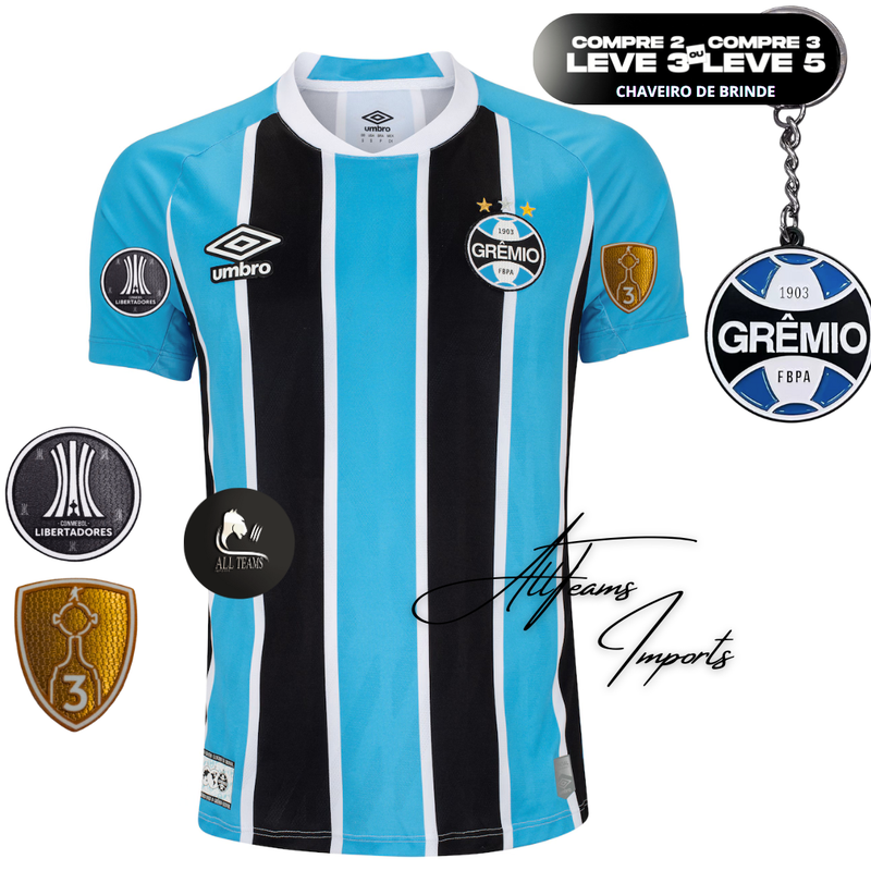 Camisa Grêmio 25/26  Torcedor Masculino + Pacths Libertadores - Allteams Imports