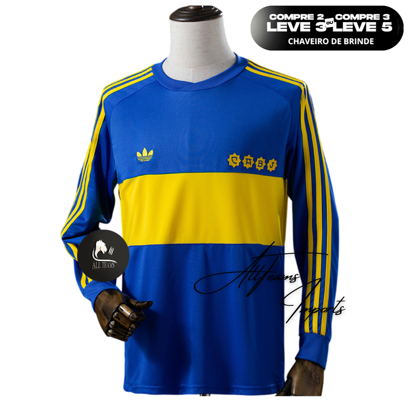 Camisa Retro Boca Juniors 1981 - Manga Longa - Allteams Imports