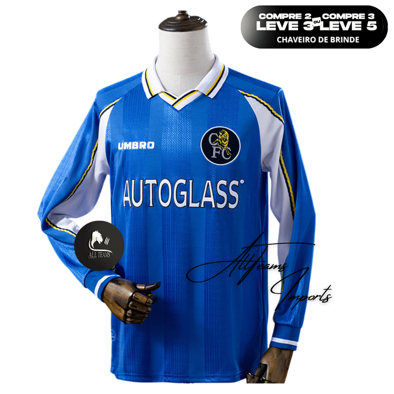 Camisa Chelsea Retro 1997 - Manga Longa - Allteams Imports