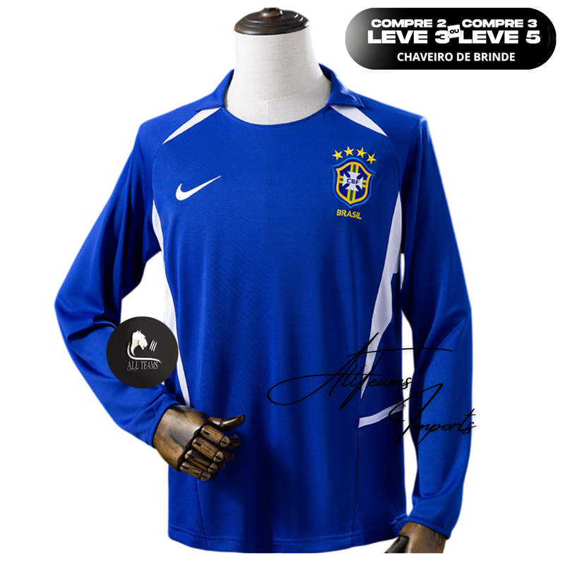 Camisa Seleção Brasileira Retro 2002 - Manga Longa - Allteams Imports