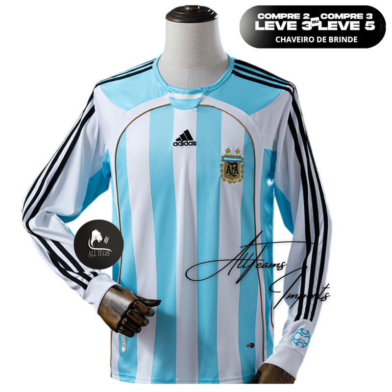Camisa Seleção Argentina Retro 2006 - Manga Longa - Allteams Imports