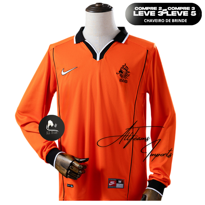 Camisa Seleção Holanda Retro 1998 - Manga Longa - Allteams Imports