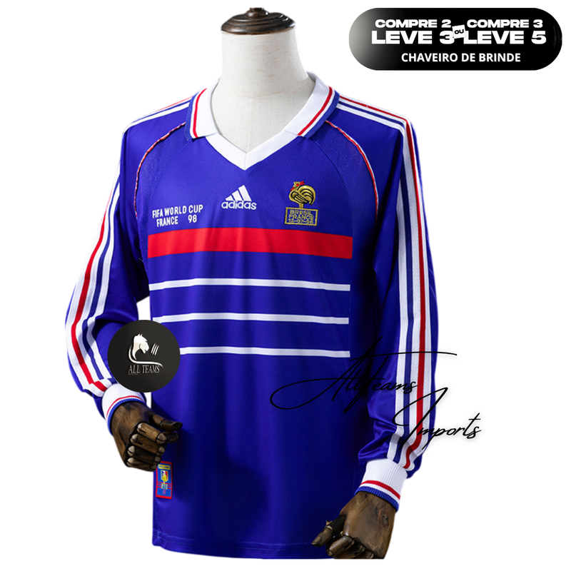Camisa Seleção França Retro 1998 - Manga Longa - Allteams Imports