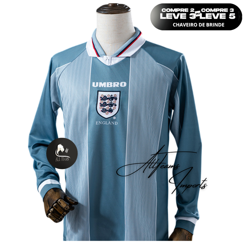 Camisa Seleção Inglaterra Retro 1996 - Manga Longa - Allteams Imports