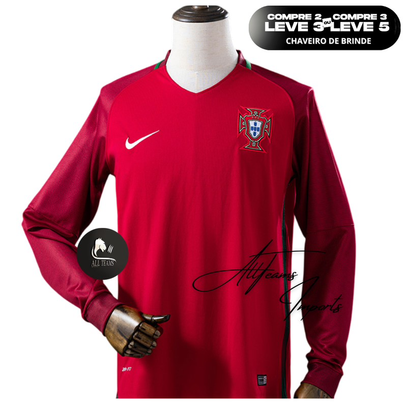 Camisa Seleção Portugal Retro 2016 - Manga Longa - Allteams Imports