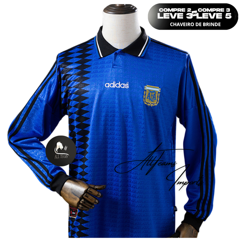 Camisa Seleção Argentina Retro 1994 - Manga Longa - Allteams Imports
