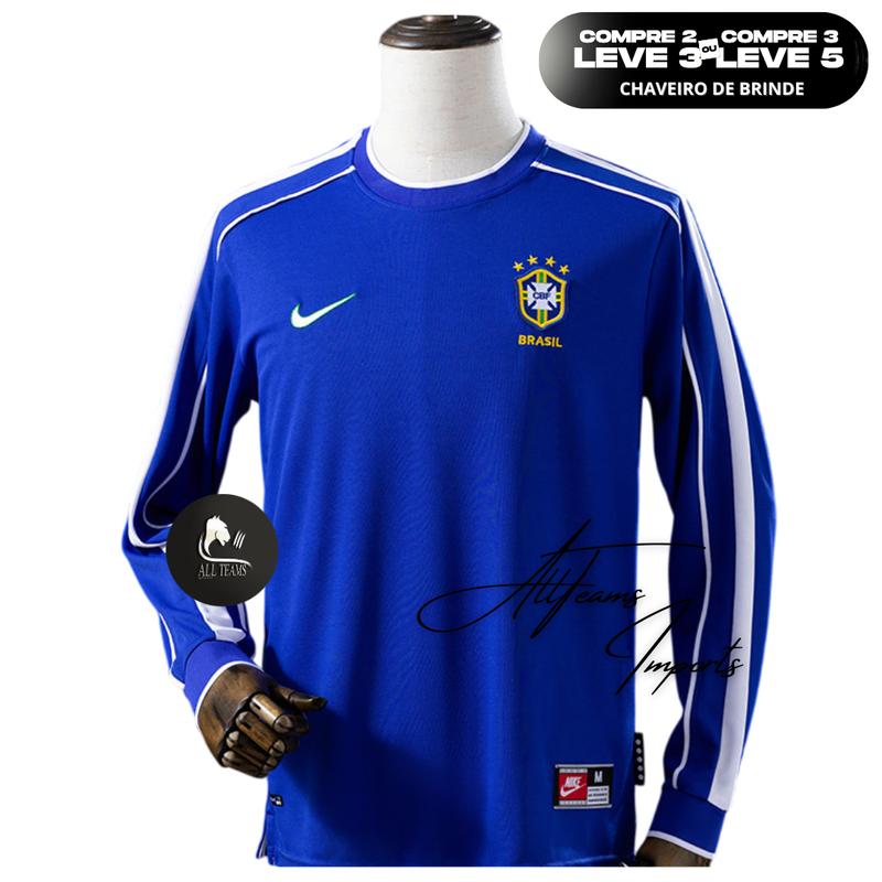 Camisa II Seleção Brasileira Retro 1998 - Manga Longa - Allteams Imports a)