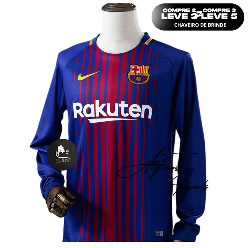 Camisa Barcelona 2017/18 - Manga Longa - Allteams Imports