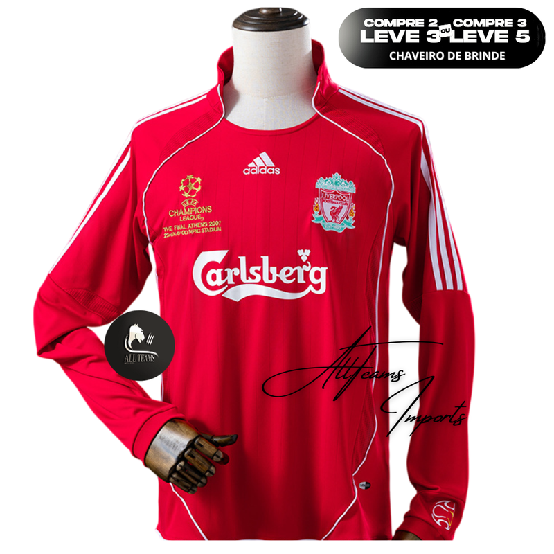 Camisa Liverpool 2006/08 (Final Champios) - Manga Longa - Allteams Imports