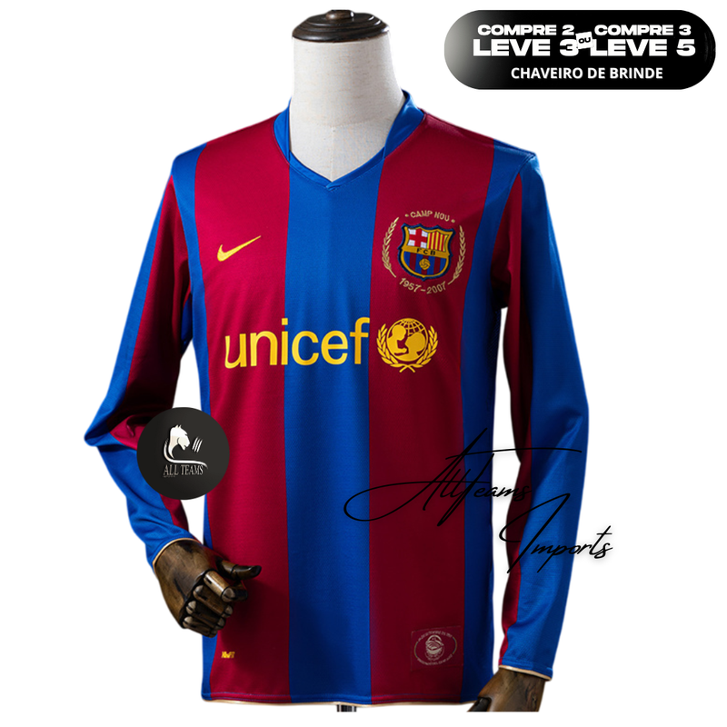 Camisa Barcelona 2007/08 - Manga Longa - Allteams Imports