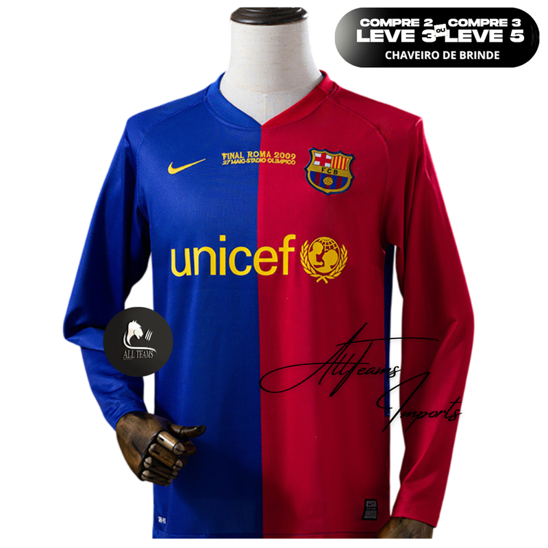 Camisa Retro Barcelona 2008/09 - Manga Longa - Allteams Imports