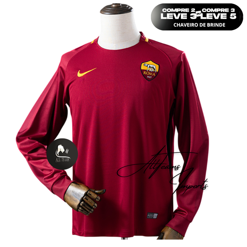 Camisa Retro Roma 2017/18 - Manga Longa - Allteams Imports