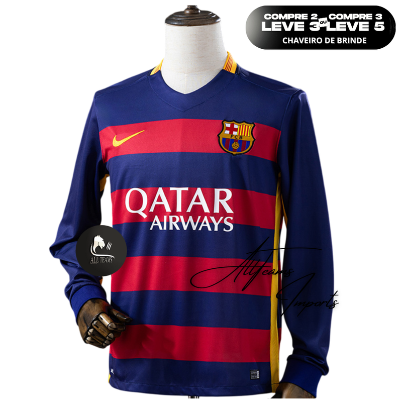 Camisa Retro Barçelona 2015/16 - Manga Longa - Allteams Imports