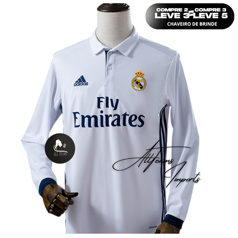 Camisa Retro Real Madrid 2016/17- Manga Longa - Allteams Imports