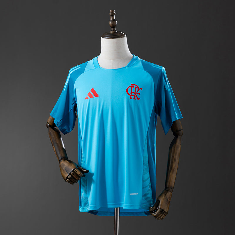 Camisa Torcedor Flamengo 25/26 Treino Comissão Adidas Feminina - Azul+Vermelho
