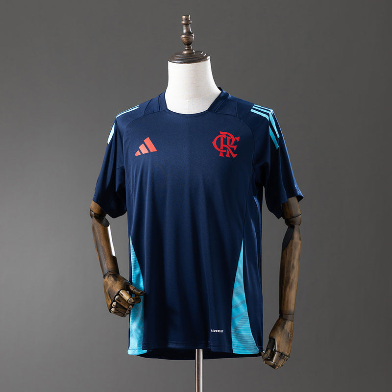 Camisa Torcedor Flamengo 25/26 Treino Comissão Adidas Feminina - Azul+Vermelho